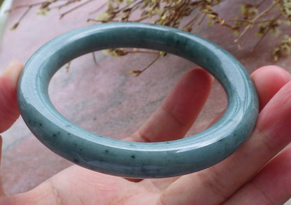 Certified Hand Carved Green Natural Myanmar Burma A JADE Jadeite Circle Bangle Bracelet 61mm