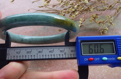 Certified Hand Carved Green Natural Myanmar Burma A JADE Jadeite Circle Bangle Bracelet 61mm