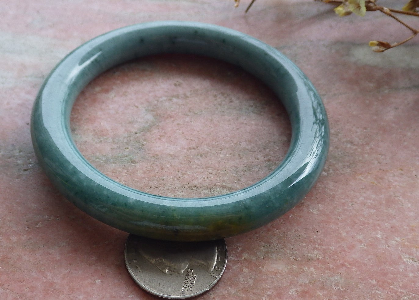 Certified Hand Carved Green Natural Myanmar Burma A JADE Jadeite Circle Bangle Bracelet 61mm