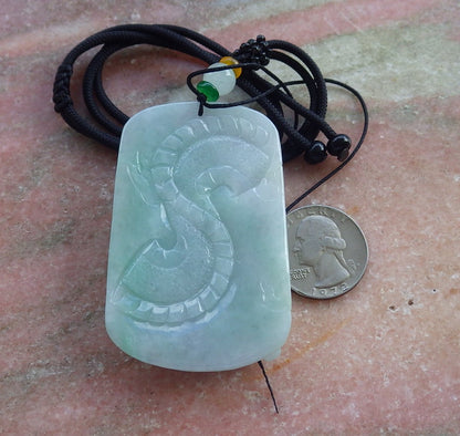 Certified Hand Carved Green Lavender Natural Myanmar Burma A Jade Jadeite Zodiac Dragon Bead Pendant Necklace
