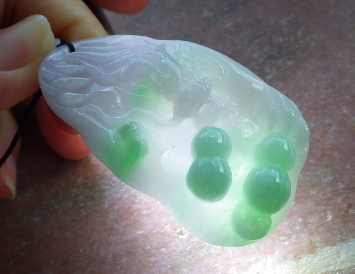 Certified Hand Carved Natural Burma A Jade jadeite Dragon Peanut Lucky Amulet Pendant Necklace