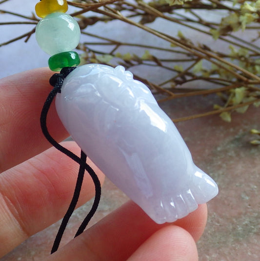 Certified Hand Carved Natural Myanmar Burma Grade A Jade Jadeite Spider Foot Lucky Amulet Pendant Necklace