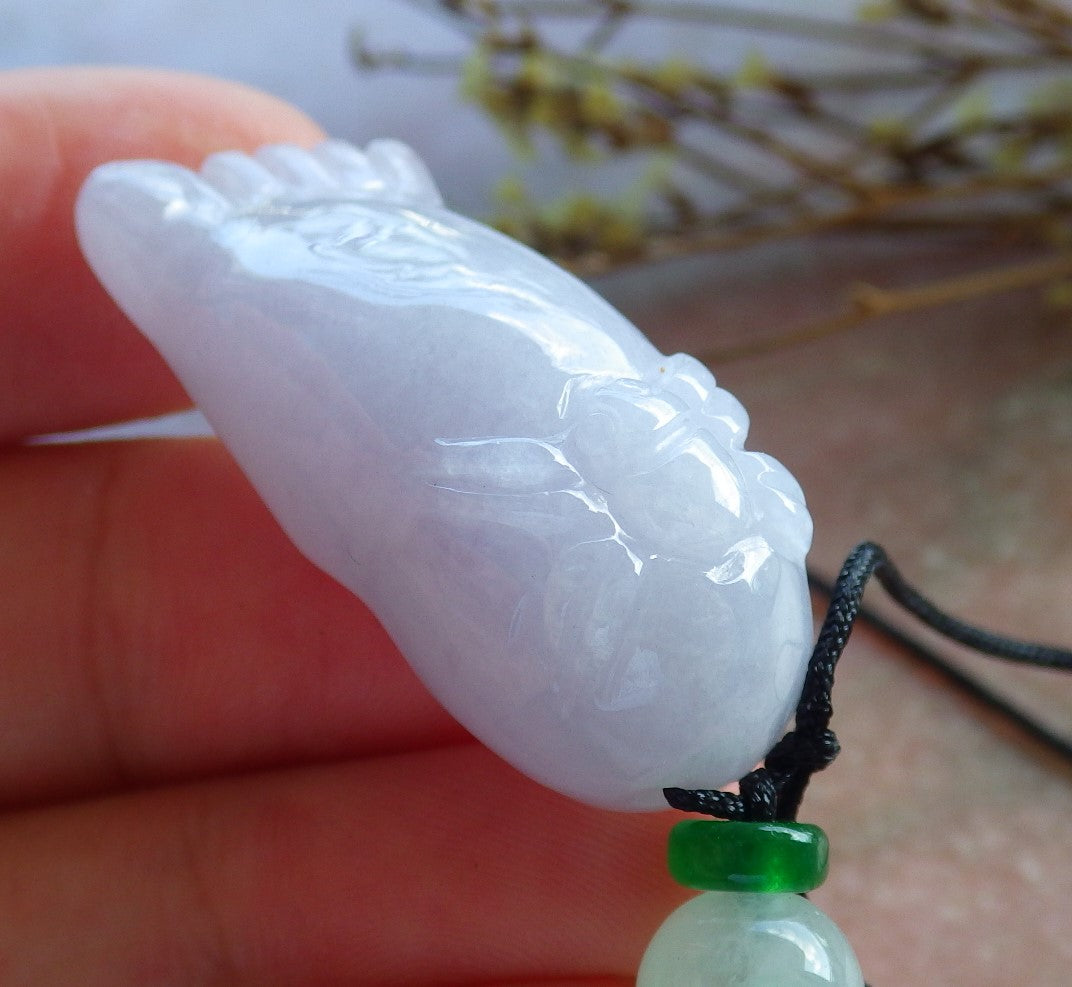 Certified Hand Carved Natural Myanmar Burma Grade A Jade Jadeite Spider Foot Lucky Amulet Pendant Necklace