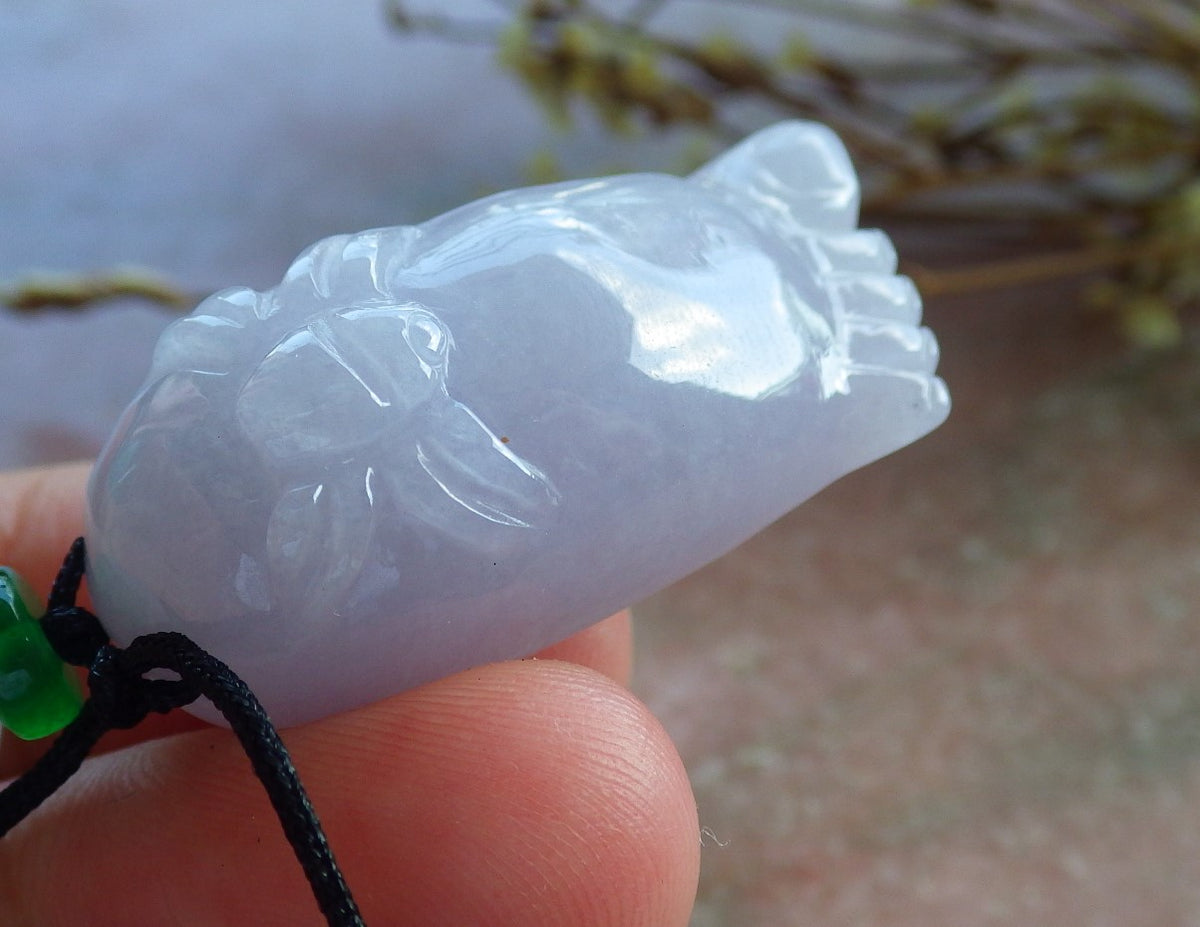 Certified Hand Carved Natural Myanmar Burma Grade A Jade Jadeite Spider Foot Lucky Amulet Pendant Necklace