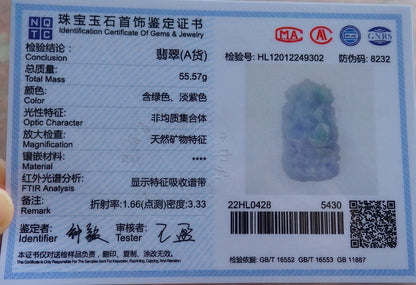 Certified Hand Carved Lavender Green Natural Myanmar Burma A Jade Jadeite Guanyin Kwan yin Pendant Necklace