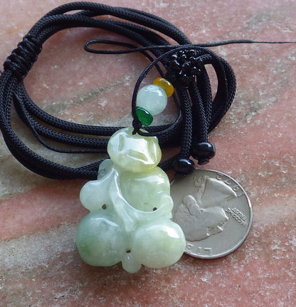 Certified Hand Carved Natural Myanmar Burma A Jade jadeite Owl Lotus Flower Ruyi Lucky Amulet Pendant Necklace