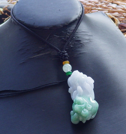 Certified Hand Carved Lavender Green Natural Myanmar Burma A Jade Jadeite Dragon Pi Xiu Pendant Necklace