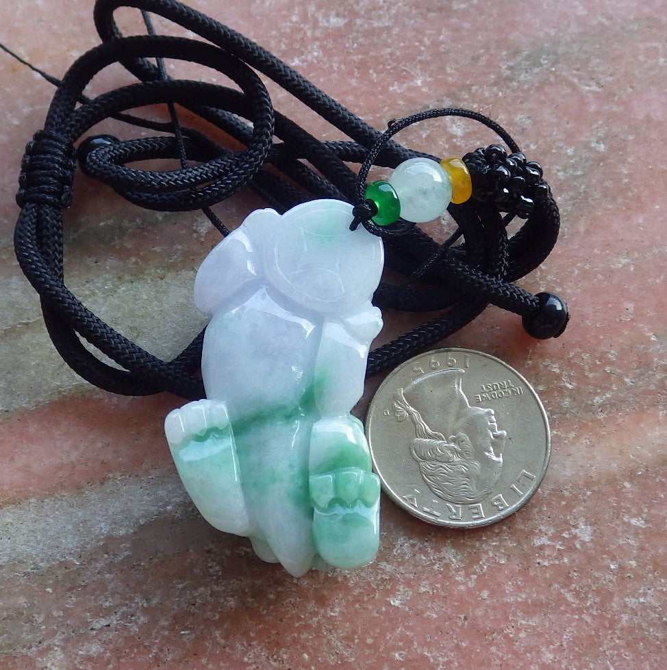 Certified Hand Carved Lavender Green Natural Myanmar Burma A Jade Jadeite Dragon Pi Xiu Pendant Necklace