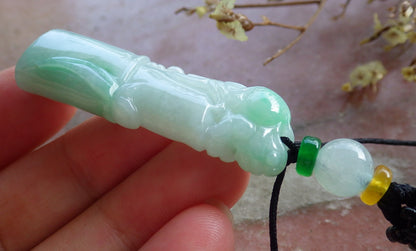 Certified Hand Carved Natural Myanmar Burma A Jade jadeite Frog Toad Lotus Bamboo Lucky Amulet Pendant Necklace