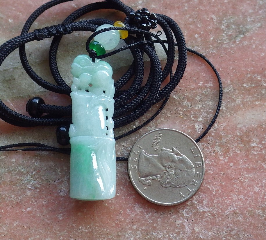 Certified Hand Carved Natural Myanmar Burma A Jade jadeite Frog Toad Lotus Bamboo Lucky Amulet Pendant Necklace