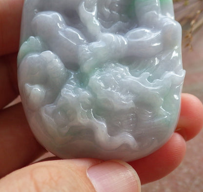 Certified Hand Carved Green Natural Myanmar Burma A Jade jadeite Dragon Sakyamuni Buddha God Spit Bead Pendant Necklace