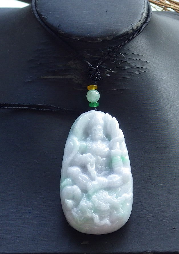 Certified Hand Carved Green Natural Myanmar Burma A Jade jadeite Dragon Sakyamuni Buddha God Spit Bead Pendant Necklace