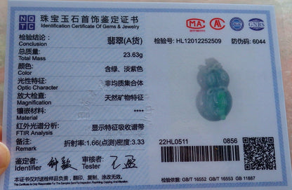 Certified Hand Carved Green Natural Myanmar Burma A Jade jadeite Bat Money Coin Bag Pendant Necklace