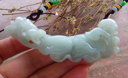 Certified Hand Carved Natural Green Myanmar Burma Grade A Jade jadeite Frog Toad Lotus Pendant Necklace