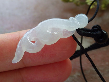 Small Certified Icy Green Natural Myanmar Burma A Jade Jadeite Zodiac Snake Pendant Necklace