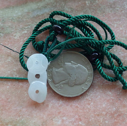 Small Certified Hand Carved Icy Green Natural Myanmar Burma A Jade Jadeite Zodiac Snake Pendant Necklace
