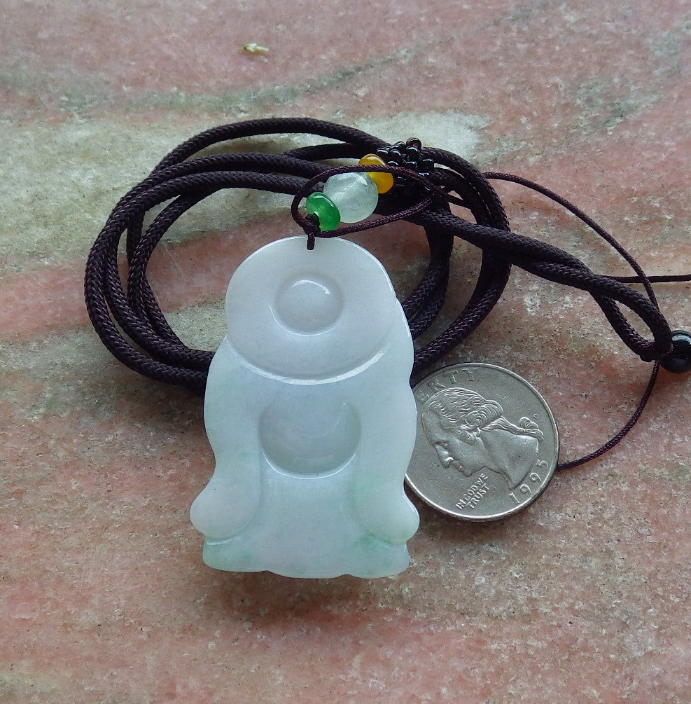 Certified Hand Carved Natural Myanmar Burma A Jade jadeite Buddha God Lucky Amulet Pendant Necklace