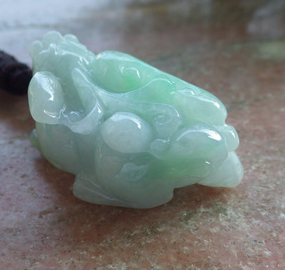 Certified Hand Carved Green Natural Myanmar Burma A Jade Jadeite Dragon Pi Xiu Pendant Necklace