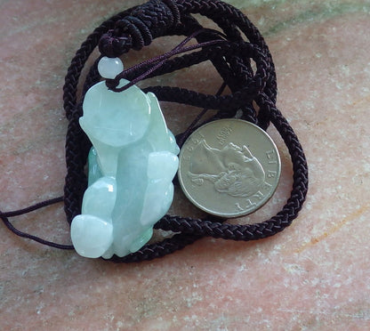 Certified Hand Carved Green Natural Myanmar Burma A Jade Jadeite Dragon Pi Xiu Pendant Necklace