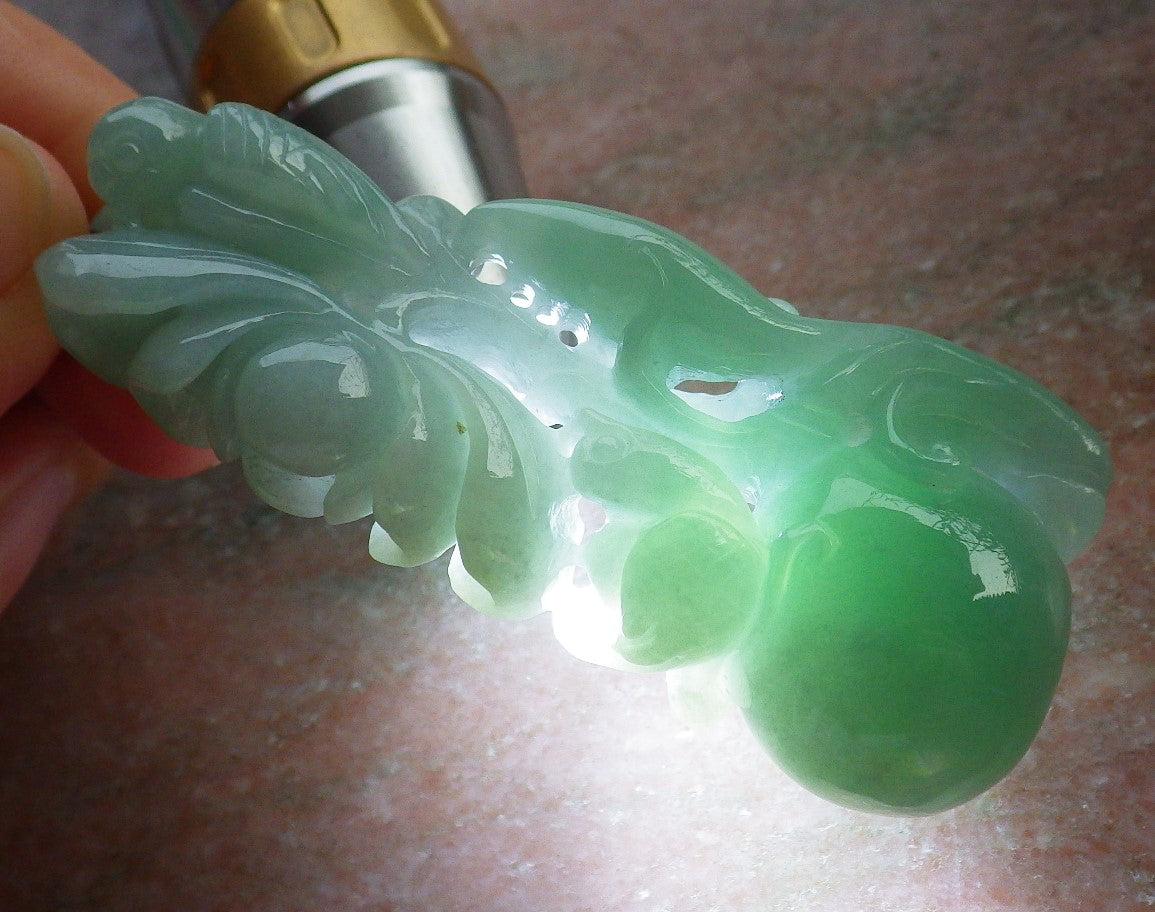 Certified Hand Carved Green Natural Burma A Jade jadeite Phoenix Lotus Flower Pendant Necklace
