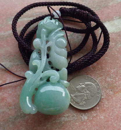 Certified Hand Carved Green Natural Burma A Jade jadeite Phoenix Lotus Flower Pendant Necklace