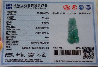 Certified Hand Carved Green Natural Burma A Jade jadeite Phoenix Lotus Flower Pendant Necklace