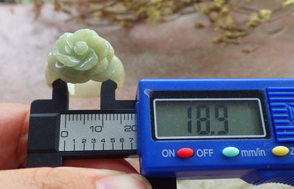 US 11.5 Certified Hand Carved Natural Myanmar Burma A JADE Jadeite Rose Flower Ring