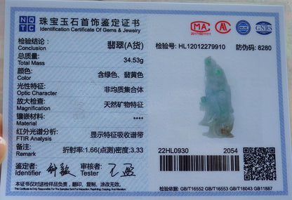 Certified Hand Carved Green Natural Burma A Jade jadeite Da Mo Buddha God Bag Pendant Necklace