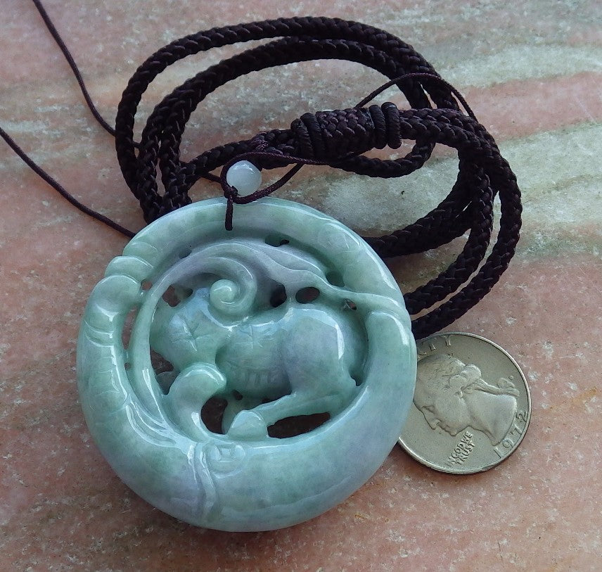 Certified Hand Carved Lavender Natural Myanmar Burma A Jade jadeite Dragon Kai Lun Pendant Necklace