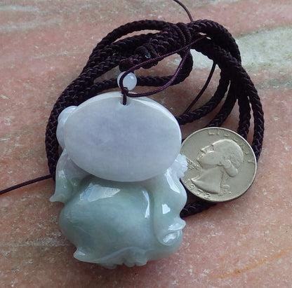 Certified Hand Carved Green Natural Myanmar Burma Grade A Jade jadeite Ji Kung Buddha God Pendant Necklace