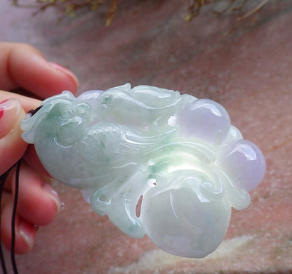 Certified Hand Carved Natural Myanmar Burma Grade A Jade jadeite Phoenix Bird Parrot Ruyi Lucky Amulet Pendant Necklace