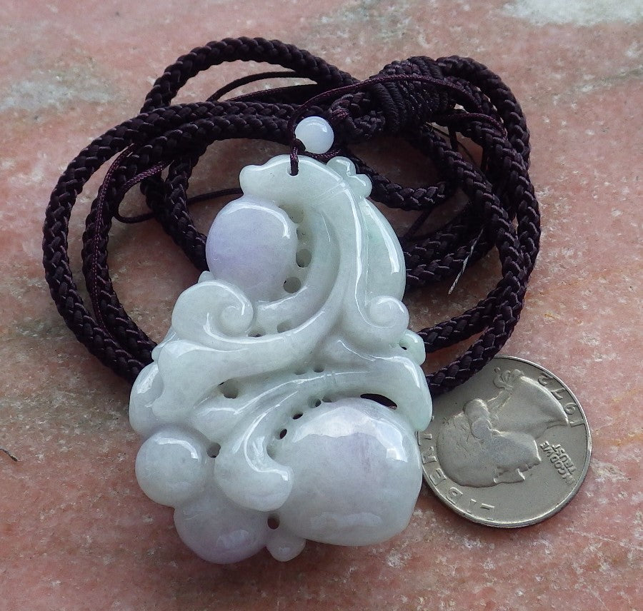 Certified Hand Carved Natural Myanmar Burma Grade A Jade jadeite Phoenix Bird Parrot Ruyi Lucky Amulet Pendant Necklace