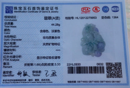 Certified Hand Carved Natural Myanmar Burma Grade A Jade jadeite Phoenix Bird Parrot Ruyi Lucky Amulet Pendant Necklace