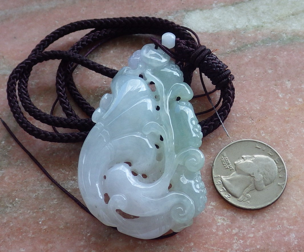 Certified Hand Carved Natural Myanmar Burma A Jade jadeite Frog Toad Lotus Lucky Amulet Pendant Necklace