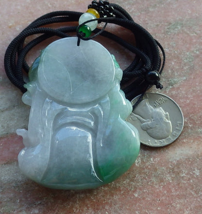 Certified Hand Carved Natural Myanmar Burma A Jade jadeite Fisherman Catch Fish Lucky Amulet Pendant Necklace