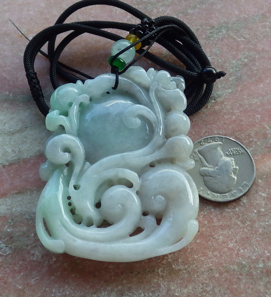 Certified Hand Carved Natural Myanmar Burma Grade A Jade jadeite Dragon Turtle Lucky Amulet Pendant Necklace
