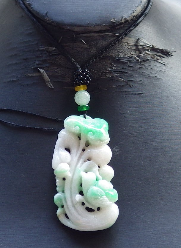 Certified Hand Carved Natural Myanmar Burma Grade A Jade jadeite Phoenix Bird Ruyi Lucky Amulet Pendant Necklace