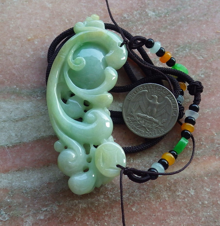 Certified Hand Carved Natural Myanmar Burma Grade A Jade jadeite Dragon Turtle Lucky Amulet Pendant Necklace