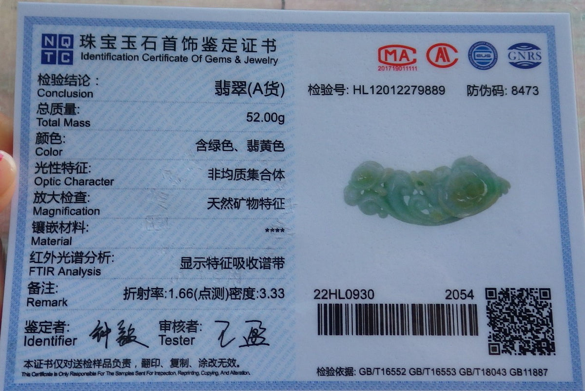 Certified Hand Carved Natural Myanmar Burma Grade A Jade jadeite Dragon Turtle Lucky Amulet Pendant Necklace