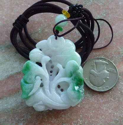 Certified Hand Carved Natural Myanmar Burma A Jade jadeite Frog Toad Lotus Flower Lucky Amulet Pendant Necklace