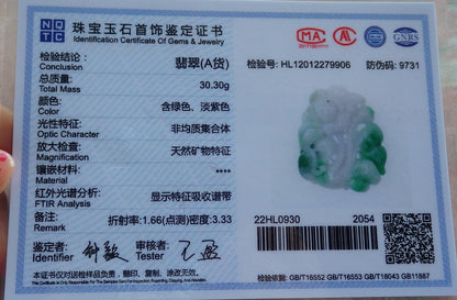 Certified Hand Carved Natural Myanmar Burma A Jade jadeite Frog Toad Lotus Flower Lucky Amulet Pendant Necklace