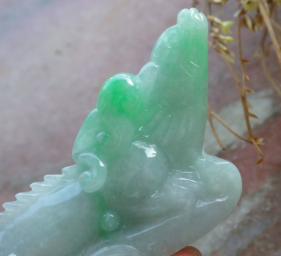 Certified Hand Carved Natural Myanmar Burma A Jade jadeite Dragon Pi Xiu Ruyi Lucky Amulet Pendant Necklace