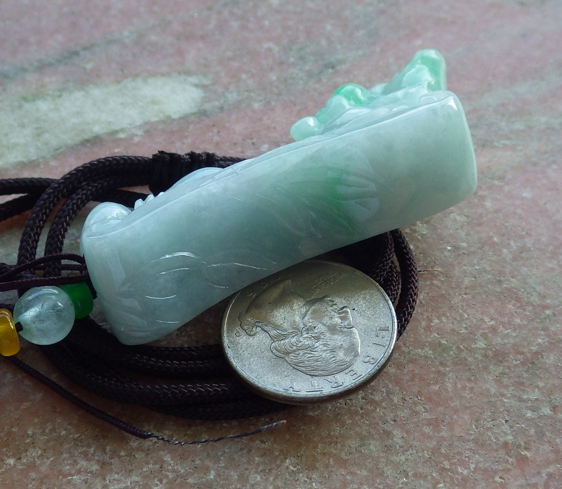 Certified Hand Carved Natural Myanmar Burma A Jade jadeite Dragon Pi Xiu Ruyi Lucky Amulet Pendant Necklace