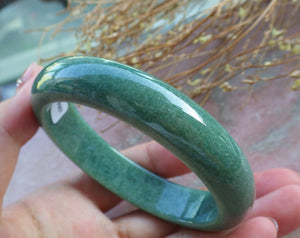 Certified Hand Carved Green Natural Myanmar Burma A JADE Jadeite Circle Bangle Bracelet 60mm
