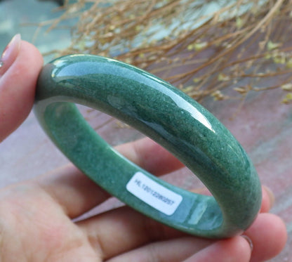 Certified Hand Carved Green Natural Myanmar Burma A JADE Jadeite Circle Bangle Bracelet 60mm