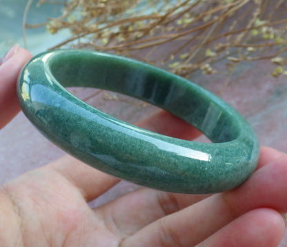 Certified Hand Carved Green Natural Myanmar Burma A JADE Jadeite Circle Bangle Bracelet 60mm