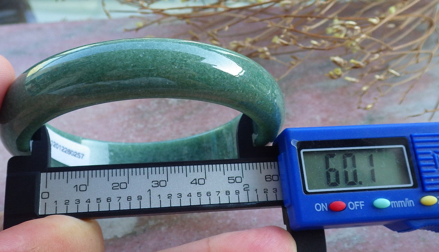 Certified Hand Carved Green Natural Myanmar Burma A JADE Jadeite Circle Bangle Bracelet 60mm