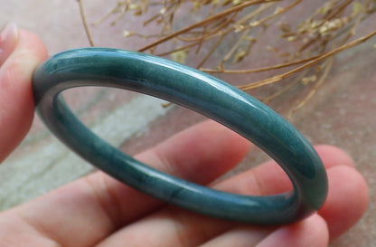 Certified Hand Carved Green Natural Myanmar Burma A JADE Circle Jadeite Bangle Bracelet 52mm