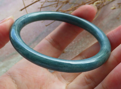 Certified Hand Carved Green Natural Myanmar Burma A JADE Circle Jadeite Bangle Bracelet 52mm