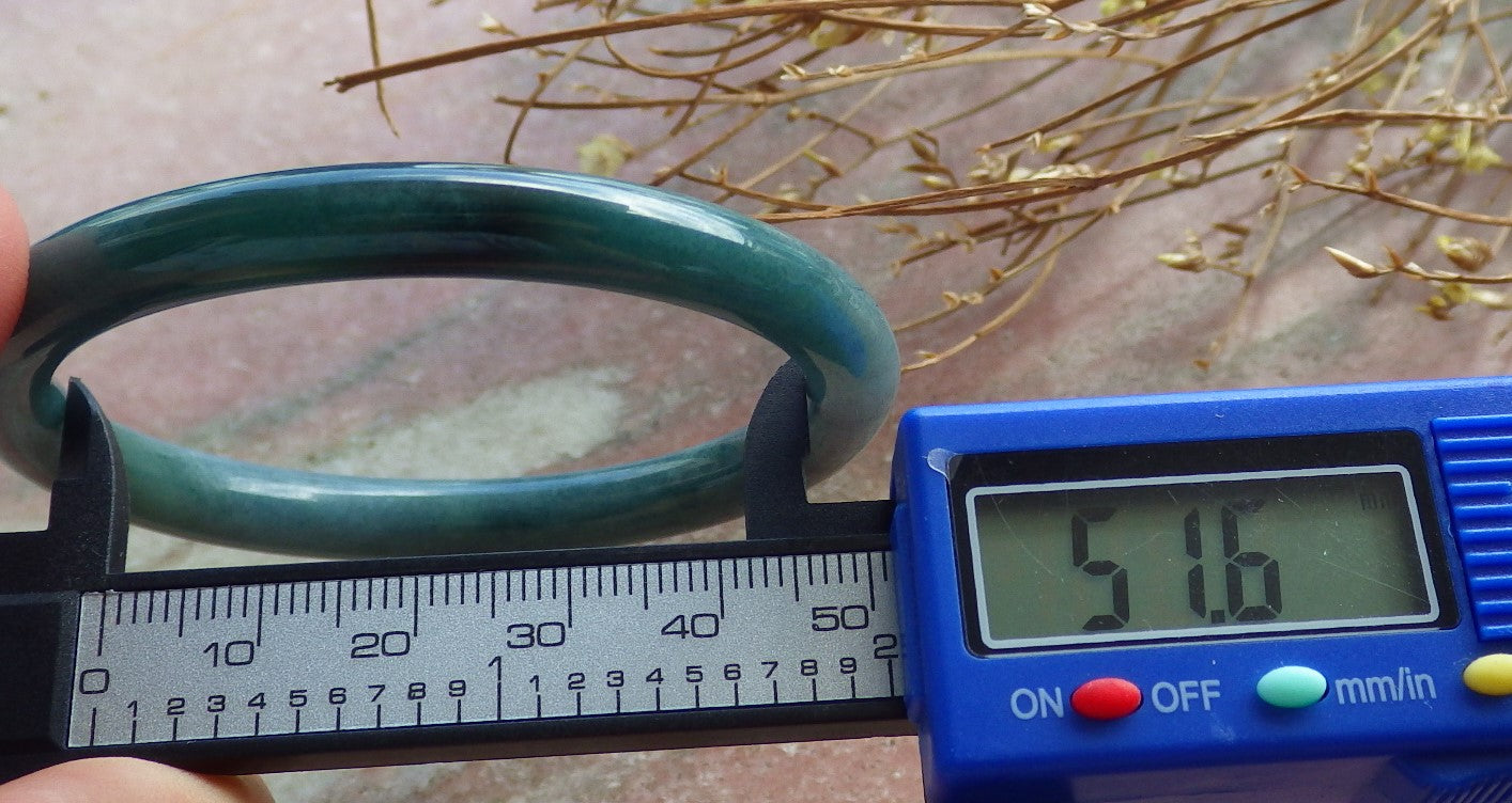 Certified Hand Carved Green Natural Myanmar Burma A JADE Circle Jadeite Bangle Bracelet 52mm